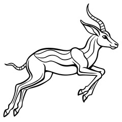 Graceful Gazelle Mid Leap Line Art Vector Design