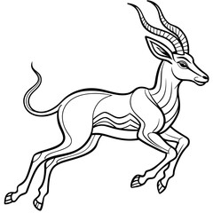 Graceful Gazelle Mid Leap Line Art Vector Design