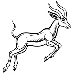 Graceful Gazelle Mid Leap Line Art Vector Design