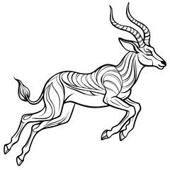 Graceful Gazelle Mid Leap Line Art Vector Design