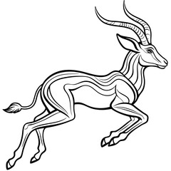 Graceful Gazelle Mid Leap Line Art Vector Design