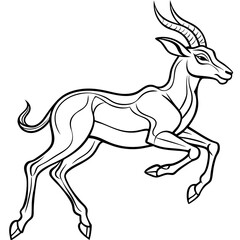 Graceful Gazelle Mid Leap Line Art Vector Design