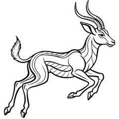 Graceful Gazelle Mid Leap Line Art Vector Design