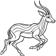 Graceful Gazelle Mid Leap Line Art Vector Design