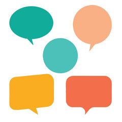 Playful pastel speech bubbles with lines and dots, ideal for creative designs and presentations.