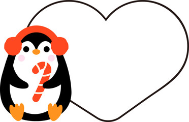 Christmas penguin holding blank sign