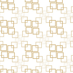 Abstract geometric pattern with squares, stripes, lines. Seamless vector background. White and gold ornament. Modern graphic design.