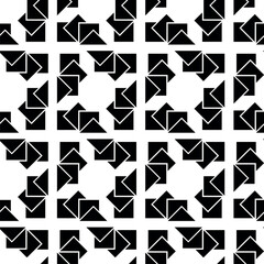 Abstract geometric pattern with squares, stripes, lines. Seamless vector background. White and black ornament. Modern graphic design.