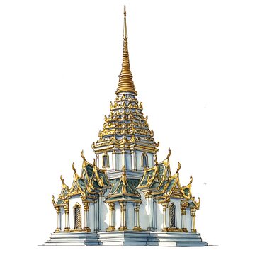 recommend clip art: Watercolor Illustration of a Traditional Thai Temple Architecture.