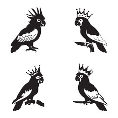 Obraz premium King cockatoo silhouette set black color vector illustration