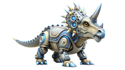 Fototapeta premium a cute robot of albertaceratops dinosaur 3d illustration