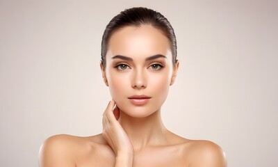 Beautiful Woman with Healthy Skin and Natural Makeup