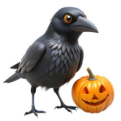 Fototapeta premium a raven halloween cute 3d illustration