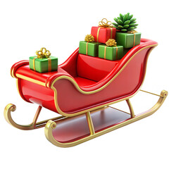 Naklejka premium a sleigh christmas cute 3d illustration