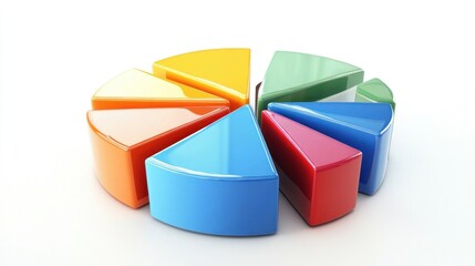 Obraz premium Colorful 3D pie chart on white background.