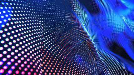 Obraz premium Abstract digital background with glowing dots in the shape of curved lines.