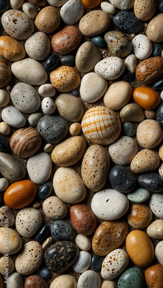 Poster shell and pebble stone background texture.