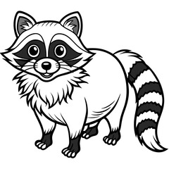 Playful Raccoon Peeking Wavy Line Art Design