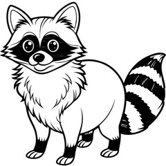 Playful Raccoon Peeking Wavy Line Art Design