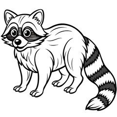 Playful Raccoon Peeking Wavy Line Art Design