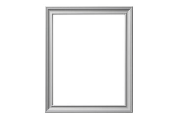 Grey picture frame with an empty blank canvas for use as a border or home décor, png file cut out and isolated on a transparent background, stock illustration image