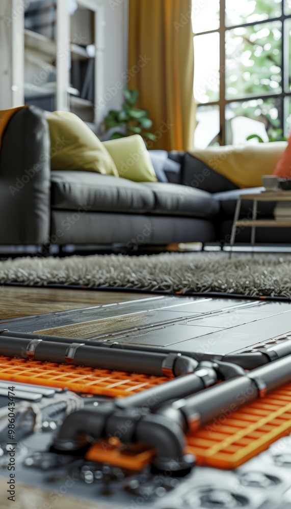 Poster step-by-step guide for installing underfloor heating in home renovation projects