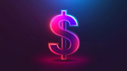 Obraz premium Neon dollar sign symbolizing wealth and finance.