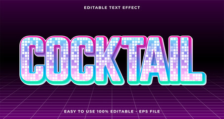 cocktail typography premium editable text effect, 3D glow text