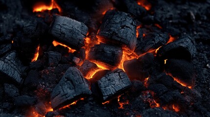 Glowing charcoal embers create a warm, fiery ambiance.