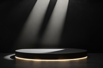 Modern Black and White Podium Design for Product Presentations in Elegant 3D Rendering