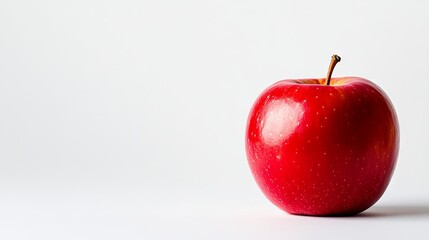 Fresh Apple on Solid White Background with Ample Copy Space, AI generated illustration