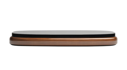 Sleek Black And Copper Podium Design Featuring A Minimalist And Modern Aesthetic With Smooth Edges And Elegant Finish.