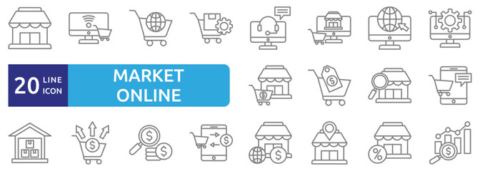 Market online icon set
