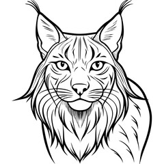 Elegant Lynx Minimalist Line Art of a Tufted-Eared Beauty