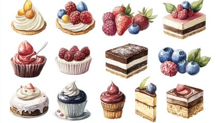 Global Dessert Delights - Watercolor Digital Sticker Set for Planners and Creatives
