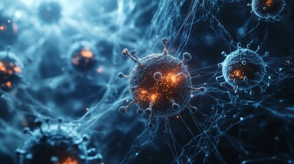 Digital Pandemic: Network Under Siege by Exponentially Growing Virus - 3D Rendered Visualization of Global Crisis