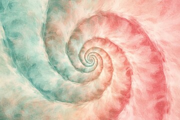 Pastel Tie-Dye Swirl Pattern - Retro Pale Pink and Green Spiral Design for Fabric Printing