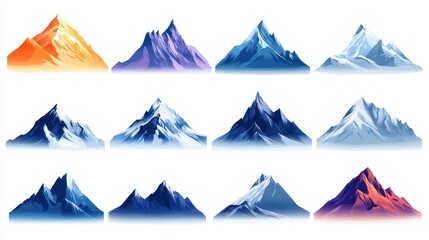 Adventure Mountain Silhouettes: Anime-Inspired Logo Elements for Outdoor Branding
