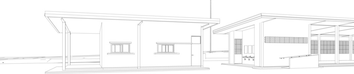 3D illustration of industrial project