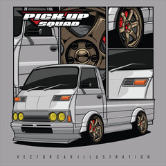PICKUP CAR ILLUSTRATION WITH GRAY BACKGROUND.eps