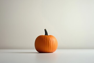 A Single Orange Pumpkin on a White Surface