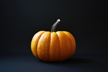 A Single Orange Pumpkin on a Black Background