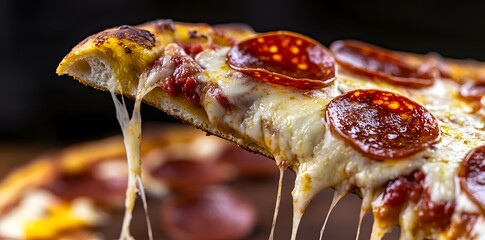 Close-up of a Delicious Pepperoni Pizza Slice