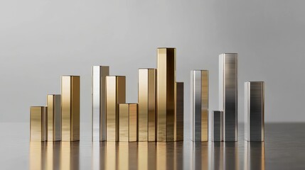 Obraz premium Abstract gold and silver bars on a table.