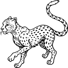 Dynamic Cheetah Sprint Sharp Lines and Fluid Motion Vector Line Art