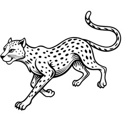 Dynamic Cheetah Sprint Sharp Lines and Fluid Motion Vector Line Art