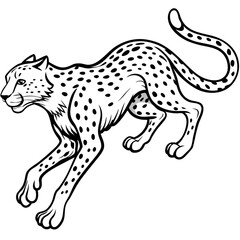 Fototapeta premium Dynamic Cheetah Sprint Sharp Lines and Fluid Motion Vector Line Art