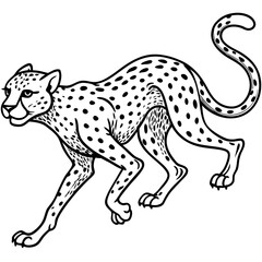 Dynamic Cheetah Sprint Sharp Lines and Fluid Motion Vector Line Art