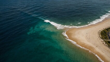 Summer ocean aerial photo with empty space.