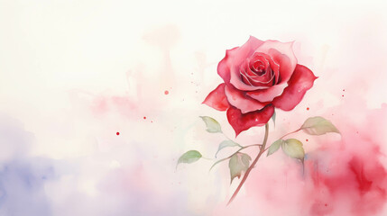 Watercolor Rose in Bloom 
